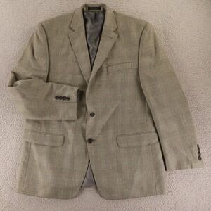 Chaps Jacket 44R L Gray Prince of Wales Check Polyester Blazer Sport Coat